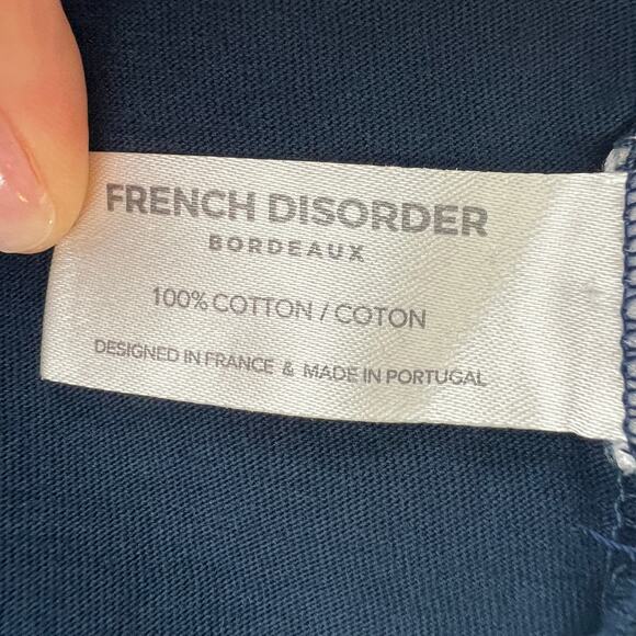 French Disorder Navy Blue "Monsieur Marais" T-Shirt Top Cotton Crewneck Size XL - Picture 11 of 12